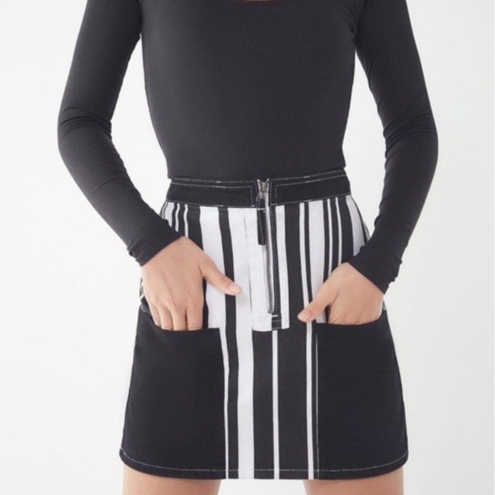 BDG Black & White Stripe Denim Mini Skirt Sz S